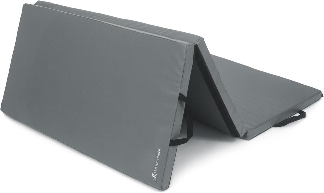 ProsourceFit Tri-Fold Folding Thick Exercise Mat with Carrying Handles for Tumbling, Martial Arts, Gymnastics, Stretching, Core Workouts, 72"L x 48"W x 24"Th