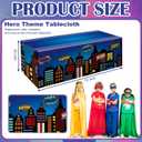 Oudain 6 ft Hero Theme Tablecloth Hero Party Decoration Cityscape Tablecloth 72 x 30 Inches Washable Fabric Polyester Rectangle Table Cover Birthday Party Supplies