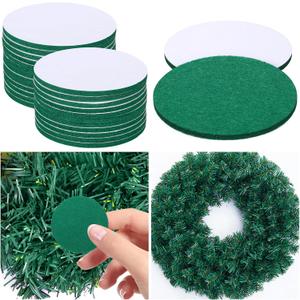 2 x 24 Pcs Christmas Wreath Pad, Christmas Door Protector Felt Adhesive Non Slip Door Garland Wreath Backing Padding Prevent Decorative Protection for Xmas Holiday Scratch Dings Dent(Green)
