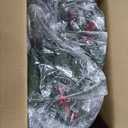 Yunlly 2 Pcs 23.6in Frosted Artificial Cedar Pine Topiary Trees for Front Porch Decor, Outdoor Christmas Tree with Cones Red Berries, Faux Shrubs UV Resistant Fake Bush Greenery for Indoor Garden