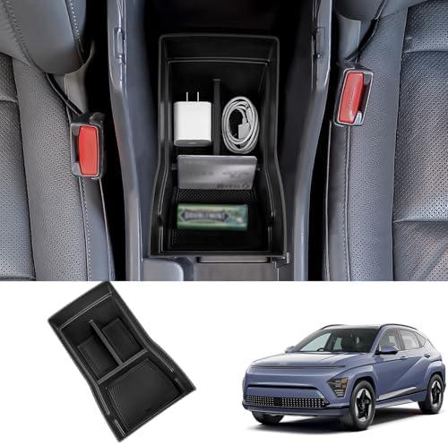 Neepiar Center Console Organizer Compatible with 2024 2025 Hyundai Kona EV Armrest Storage Box Insert Tray Interior Accessories-Fit EV ONLY