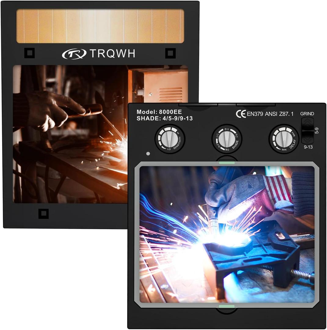 TRQWH Welding Lens Auto Darkening Welding Helmet Lens True Color Technology with 4 Arc Sensor Ajustable Shade Range 4/5-13 Automatic LCD Lens Dimming Shade Filter 4.49x5.24in Auto Welding Lens