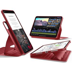 ESR for iPad Pro 11 Inch Case (M5/M4) 2025/2024, Rotating Case with Removable Magnetic Cover, Adjustable Portrait/Landscape Stand, 9 Standing Angles, Shift Series, Red