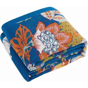 Boho Throw Blanket, Blue Lightweight Blankets for Summer, 100% Cotton Bohemian Decorative Throw Blanket, 50"x60" Reversible Muslin Breathable Woven Farmhouse Blankets Quilt, (Retro Vines)