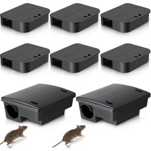 8 Pack Key Required Rat Station Box 2 Large & 6 Compact Outdoor Mouse Bait Stations Box Lockable Weather Resistant Bait Boxes for Indoor & Outdoor
