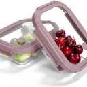 2-Pack Glass Food Storage Containers with Tempered Lids (21.3oz/2.7cup) - Airtight Snap Lock, Microwave & Oven Safe (-4~ 950F), Freezer to Baking Dish, BPA-Free, Gift Box (Pink)