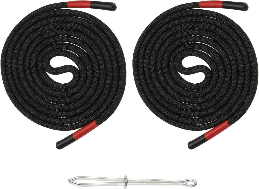 uxcell 2pcs 53inch Drawstring Cords Replacement Drawstring Hoodie String Sewing Tool with Easy Threader for Hoodie Sweatpants Jackets Pants Hats Coats Bags, Black-Red