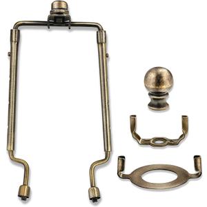 7 8 9 10 inch Lamp Shade Harp Holder,Antique Brass Lamp Harp Kit,Fit Both Standard Lamp Rod and E26 Light Base UNO Fitter Adapter,with 2 Shade Attaching Finial Top (Bronze Color - 1 Set)