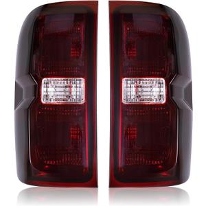 Dark-Red Tail Lights for 2014-2019 Chevy Silverado 1500/2500/3500 & 2015-2019 GMC Sierra 2500/3500 | Factory 3-Bulb Housing Only | Driver+Passenger Pair (No Bulbs/Harness)