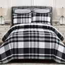 Lush Decor Gray and White Farmhouse Recycled Yarn-Dyed Cotton Plaid 5-Piece Comforter Set (King)