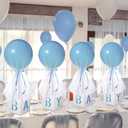 Wettarn 4 Set Blue Boy Baby Shower Table Centerpiece Decor 24'' Tulle Tutu Balloon with Letter Boxes Gender Reveal Centerpiece Balloon with White Tulle Cover, Stand, Boxes for Girl Boy Birthday Party