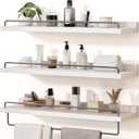 Bathroom Shelves, Wall Shelf Set of 3, Floating Shelves, Shelves for Room Wall, Bathroom Decor (White Grey, 23 Inches)