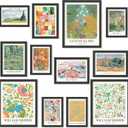 97 Decor Colorful FRAMED Wall Art Set - Vintage Eclectic Wall Art Framed, Famous Art Posters For Room Aesthetic Pictures, Artsy Gallery Maximalist Decor For Bedroom Dorm Home Living Room (BLACK FRAME)