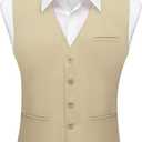 DiBanGu Men's Suit Vest Business Dress Waistcoat with 2 Pockets V-Neck Tuxedo Vests for Formal Wedding (Beige, XXL)