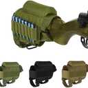 Rifle Buttstock, Hunting Shooting Tactical Cheek Rest Pad Ammo Pouch with 7 Shells Holder (green)