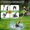 Cordless String Trimmer, 21V Electric Weed Wacker with Wheels | 4 in 1 2600mAh Battery Powered Weed Eater with 4 Type Replacement Blades for Garden, Lawn and Yard Care
