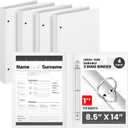 Henoyso 4 Pcs Legal Size Binder 3 Ring 1" Durable White Binders for 8.5" x 14" Paper Hold up to 175 Sheets for Documents Artwork Blueprints, Office, Home, Work Places
