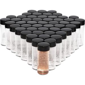 Juvale Clear Glass Empty Sample Bottles (0.7 Oz, 47 Pack) - Little Jars with Lids