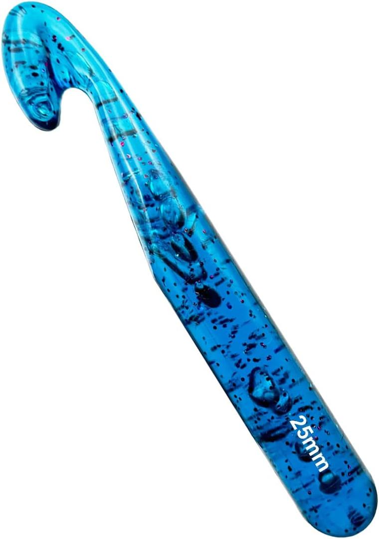 Weabetfu 25mm Large Crochet Hook,Huge Crochet Hooks for Chunky Yarn,Ergonomic Knitting Giant Crochet Hooks,Big Crochet Needles for Knitting Yarn Carpet Scarf Wool Roving (Blue)