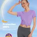 MAGCOMSEN Workout Tops for Women UPF 80+ Short Sleeve Activewear Swim Hiking UV Protection Quick Dry T-Shirts Purple XXL (Purple, XXL)
