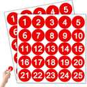 3 x 50 Pcs Red Number Stickers 1-25, Vinyl Small Number Stickers, Strong Adhesive/Waterproof & Anti-Fading, Suitable for Indoor/Outdoor Inventory Management Lockers Equipment Home Office