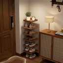 6-Tier Vertical Shoe Rack, Narrow Shoe Tower for Small Space, 11.4"D×10.8”W×43.3"H