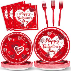 gisgfim 96Pcs Galentines Day Party Plates and Napkins Happy Galentine's Day Red Supplies Gals Tableware Dinnerware Set Valentines Day Paper Dessert Plate Party Decoration Women Ladies Favors Serve 24