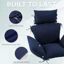 Egg Chair Cushion with 8 Securing Straps, Water-Repellent & Fade-Resistant Faux Linen, Removable Cover, Replacement Cushion for Most Single Outdoor Hanging Swing Egg Chairs Navy