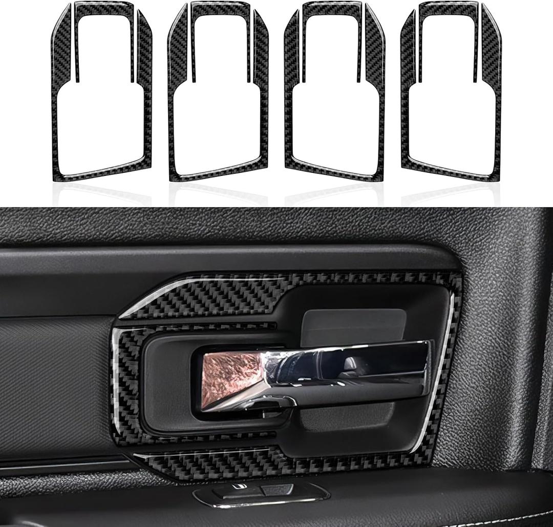 4 Doors Handle Cover Decals for 2013 2014 2015 2016 2017 2018 Dodge Ram 1500 2500 3500 Accessories Carbon Fiber Interior Stickers