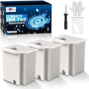 Waste Ink Pad Replacement with Reset Software for Ecotank ET-4800 ET-2800 ET-2803 ET-2720 ET-2400 ET-4700 ET4800 ET2800 ET2803 ET2720 2800 4800 2803 Printers, Waste Ink Pad Maintenance Box (3 Packs)