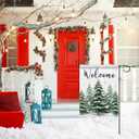 2 Pcs Winter Garden Flags for Outside, 12x18 Inch Double Sided Winter Yard Flags, Let It Snow Snowman and Welcome Christmas Tree Design, Small Holiday Garden Flag for Rustic Outdoor Decor