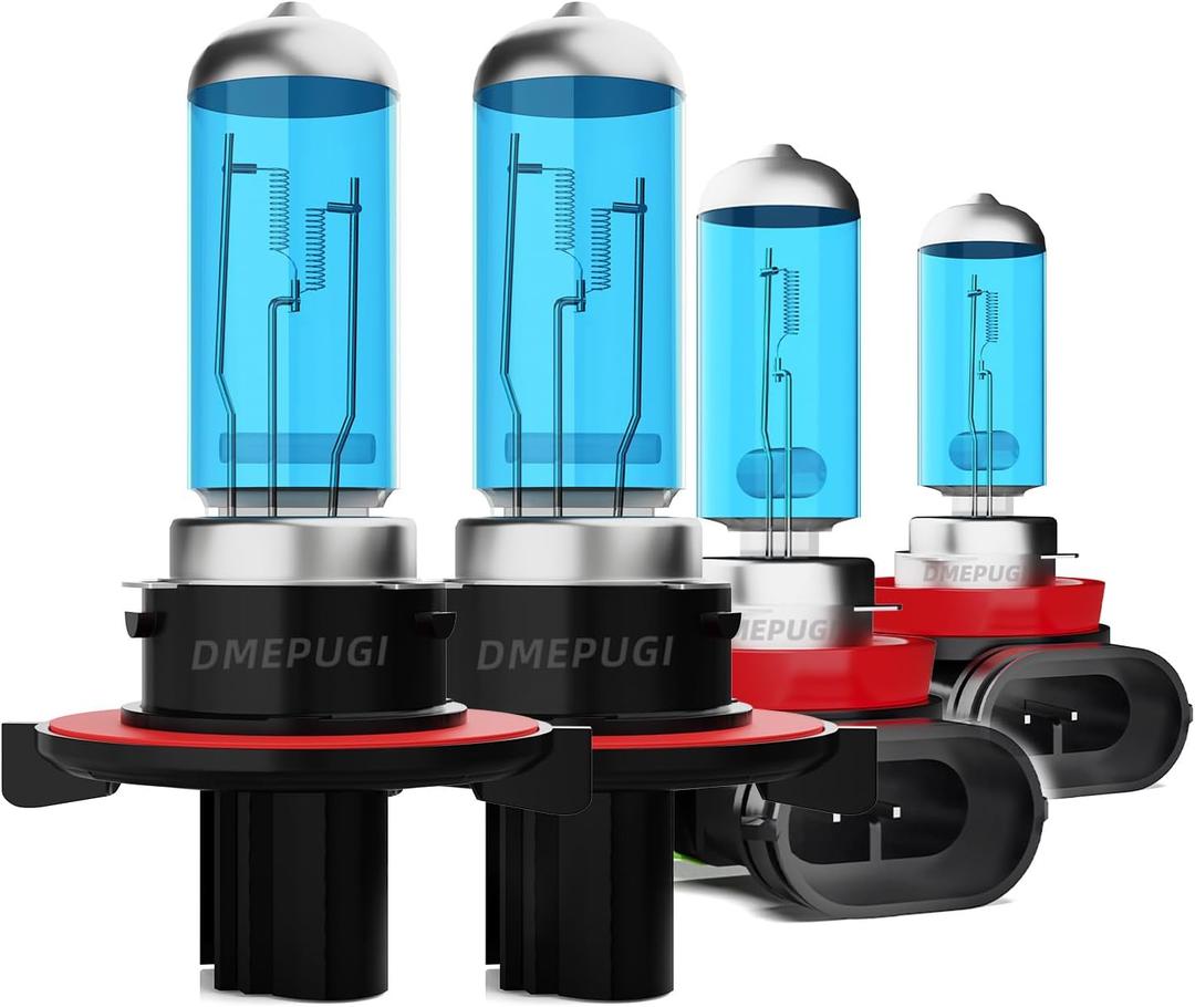 Halogen Headlight Bulbs Fit for Kia Soul 2014-2020 Lights bulb,9008 High Low Beam H11 Fog Light,6000K White Bright,300% Brightness,Plug N Play,4-Pack