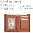 VANNANBA Full Grain Leather Wallet for Men Bifold RFID with Flippable Side Flip 2 ID Window (Yellow Brown)