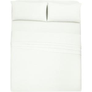 LAMANNI Jersey Sheet Set - Soft, Deep Pockets, Cooling Effect, Expandable - 4 Piece Bedding Set (White, King)
