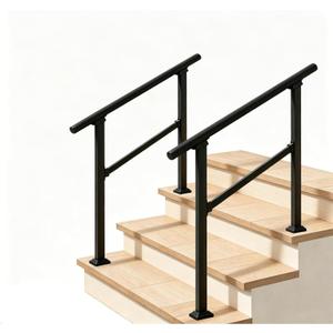 Hand Rails for Outdoor Steps，Stair Handrail & Indoor Stair Railing Kit，Railings for Outdoor Steps for Fence & Outdoor Steps (2, Black-Straight, 3 Step)