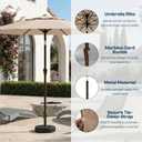 Patio Kingdom 11FT Patio Umbrella, 2 Tier Outdoor Table Umbrella, Large Vented Market Umbrellas with Crank Lift, 8 Sturdy Ribs for Backyard, Deck, Pool, UPF50+ UV Protection, Beige