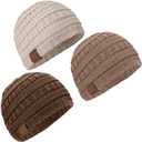 3-Pack Baby Beanies for Boys, Girls - Stretchy Knit Baby Hats, Cute Newborn & Toddler Winter Hat, Soft & Warm Infant Beanie 6-36 Months (Pecan, M)