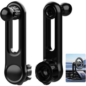 2 Pcs 17 mm/0.67" Ball Mount Extension Arm, Adjustable 2.04 Inch, 360 Degree Rotatable, Compatible with Car Phone Holder and Vent Extender, Durable Black for Secure Device Mounting