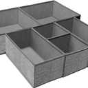 Criusia Foldable Underwear Drawer Organizer, Closet Dividers, Storage Box for Clothes, Socks (6 Bins, Gray)