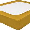 Box Spring Cover King Size ~ 100% Egyptian Cotton Wrap Around 4 Sides Bed Skirt, Fits Box Springs up to 19” - King, Golden
