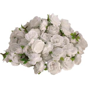 2.2'' White Rose Heads Artificial Bulk, Satin Rose Flower Heads,80Pcs Silk Rose Heads, Fake Flower No Stem for DIY Flower Well, Artificial Stemless Rose Flower Heads for DIY Crafts Bouquet (80 white)