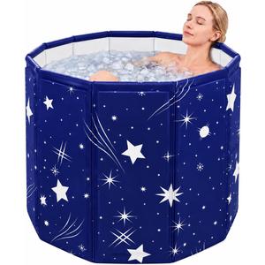 Portable Bathtub for Adults, Foldable Bathtub （31.5"L x 26"）Without Installation with Bottom Cotton Clip, Cold Plunge Tub Suitable for Bathing, Space-Saving, Starlit Sky
