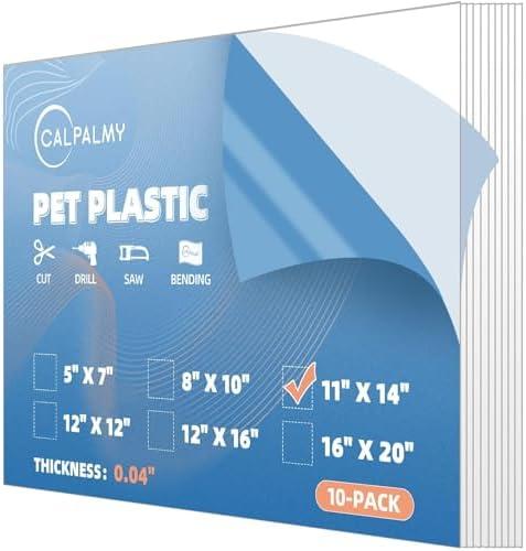(10 Pack) PET Sheet Panels - 11" x 14" x 0.04" Clear Acrylic Sheet-Quality Shatterproof, Lightweight, and Affordable Glass Alternative Perfect for Poster Frames, Counter Barriers, and Pet Barriers