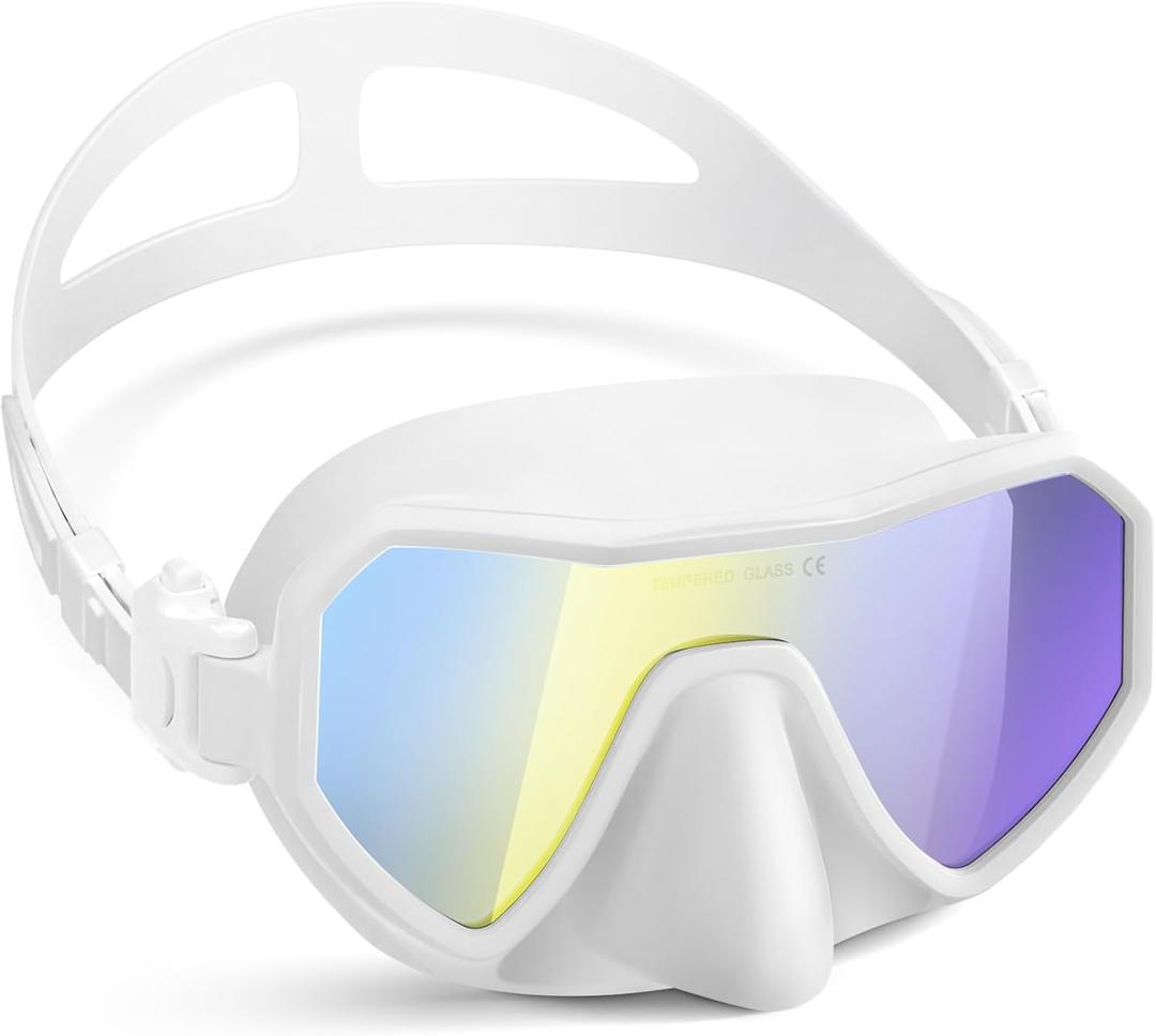 Swim Goggles with Nose Cover for Adults, Diving Mask for Men Women, 180 Wide View, Leak-Proof Snorkeling Mask