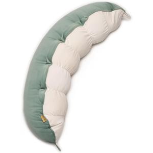 Peallow(Pat. Pend)  Long Round Body Pillow for Adults, Bolster Pillow for Sleeping, Soft and Supportive Pillow for Sleeping & Lumbar Support (Green-White, 29.5")