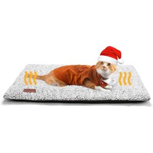 Self Warming Cat Bed Self Heating Cat Dog Mat 29.1 x 18.9 inch Extra Warm Thermal Pet Pad for Indoor Outdoor Pets with Removable Cover Non-Slip Bottom Washable (A-Light Gray)