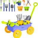 Dimple Garden Wagon & Tools Toy Set, Kids Gardening Set - 15 Pcs Outdoor Toys for Toddlers 1-3, Sand Toys - Sturdy & Durable - Top Yd, Beach, Sand, Garden Play Set for Kids & Toddler Gardening Tools (Blue)