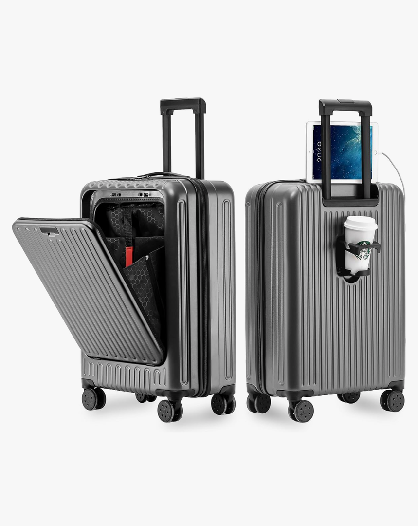 Carry On Luggage 22x14x9 Airline Approved, 20 Inch Hard Shell Carry On Luggage, Suitcase Carry-on Small Siutcase with Wheels (Grey, 1PC)
