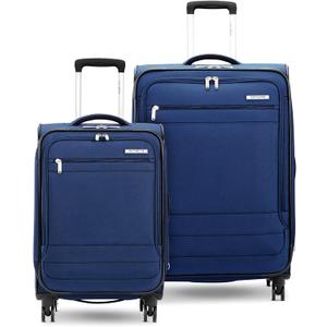 Samsonite Men's 2-Piece Lightweight Suitcase Set, Blue Depth, 20" & 24" Carry On & Spinner