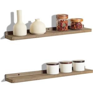 Freezing point Floating Shelf for Wall Set of 2 Natural Wood 23Inch Wall Shelves Decor Plant Display Collectibles Mounted Kitchen Bathroom Bedroom Corner Decorative Storage Stand Coffee, 234